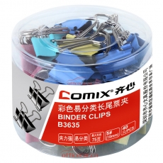 齊心 Comix B3635 彩色長尾夾 19mm 40個/筒