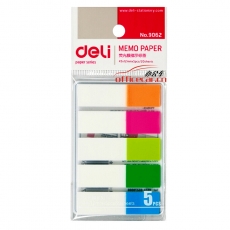 得力 Deli 9062 熒光膜指示45*12mm藍綠黃粉橘五色分類標簽 百事貼