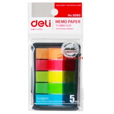 得力 Deli 9060 熒光膜指示45*12mm藍綠黃粉橘五色分類標簽 百事貼