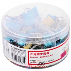 得力（deli）8529長尾票夾套裝(混)63只/筒